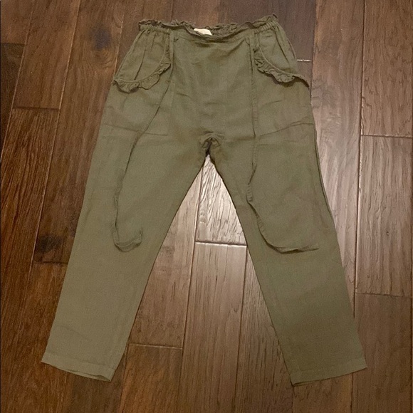 THE GREAT. Green Cargo Pants Relaxed Fit Elastic & Tie Waist Size S - Picture 2 of 6